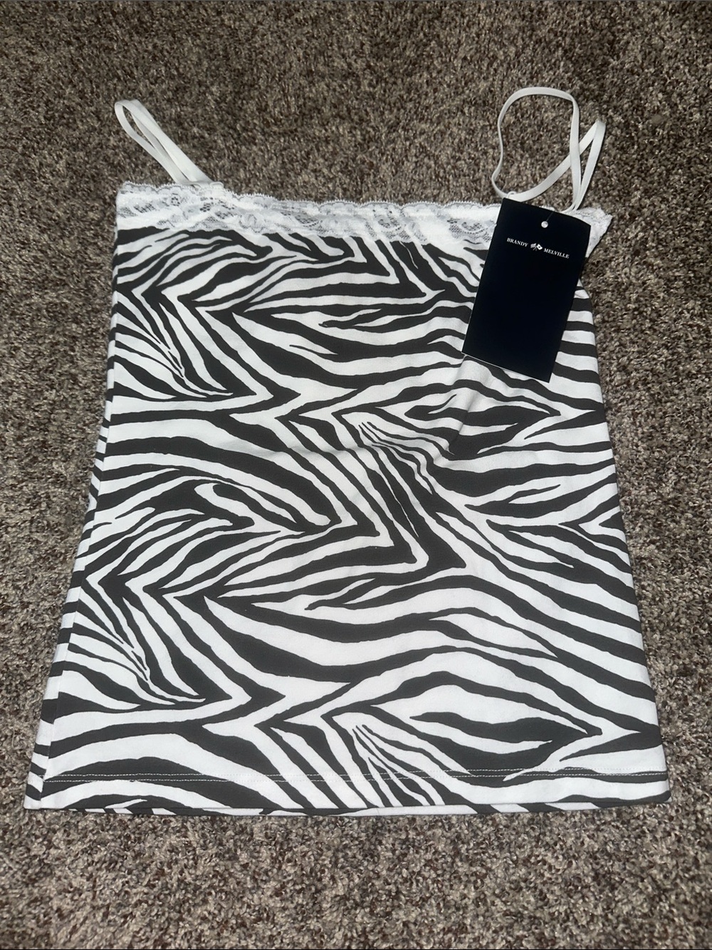 Brandy Melville Zebra Lace-Trim Cami